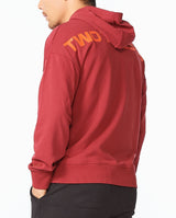 2xu Contender Oversized Hoodie Rhubarb Fiesta Back Angled