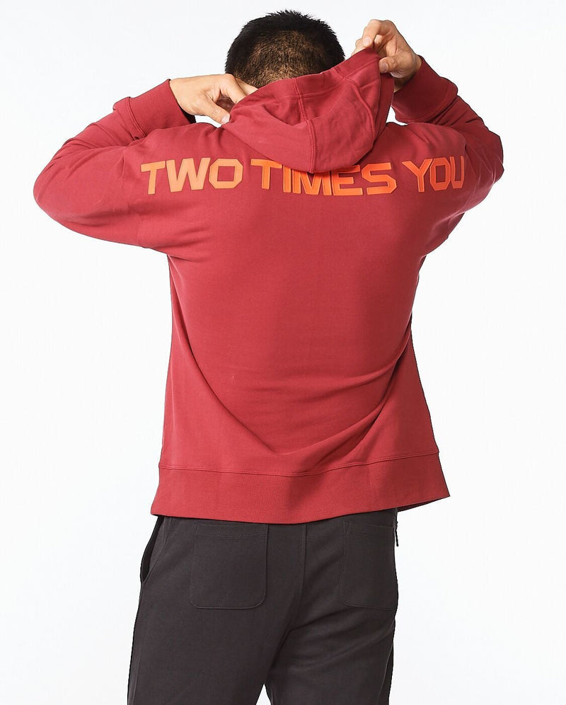 2xu Contender Oversized Hoodie Rhubarb Fiesta Back Hood
