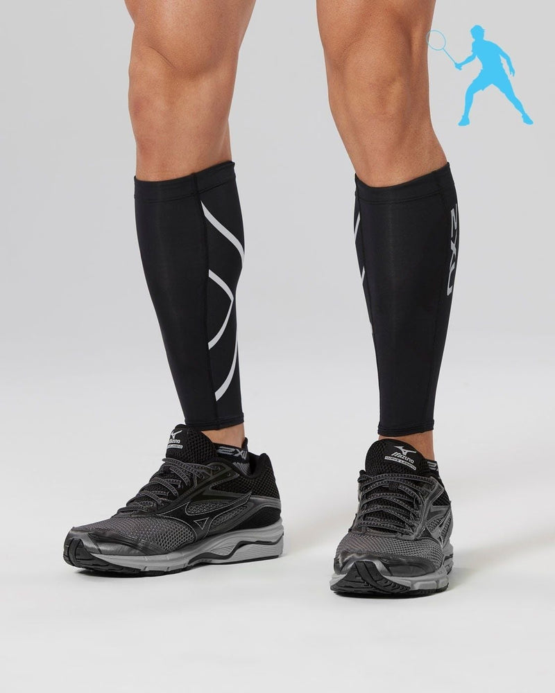 2xu Malaysia Badminton Compression Calf Guards Black Front