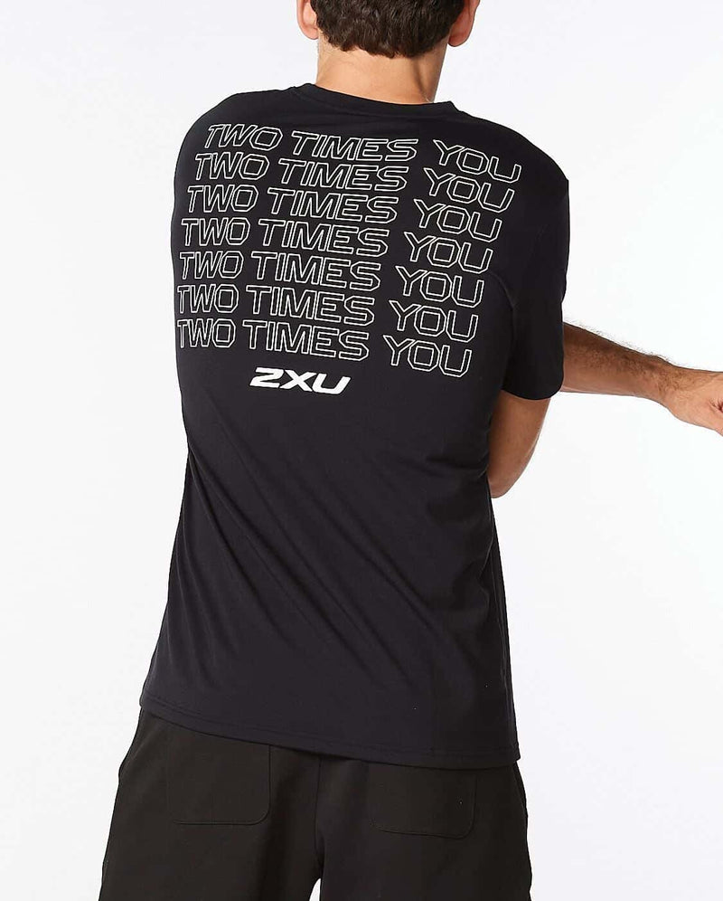 2xu Malaysia Contender Tshirt Black White Back Angled