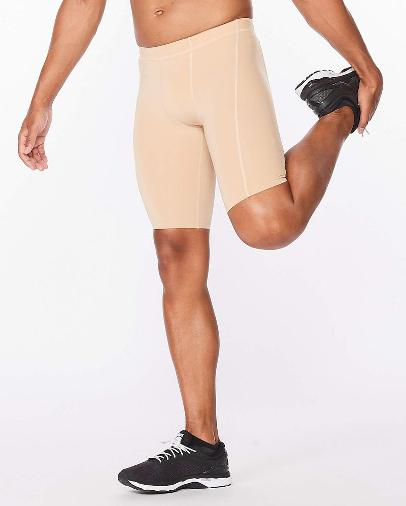 2xu Malaysia Core Compression Shorts Beige Silver Front Angled