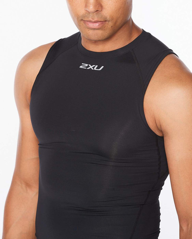 2xu Malaysia Core Compression Sleeveless Black Silver Front Zoomed