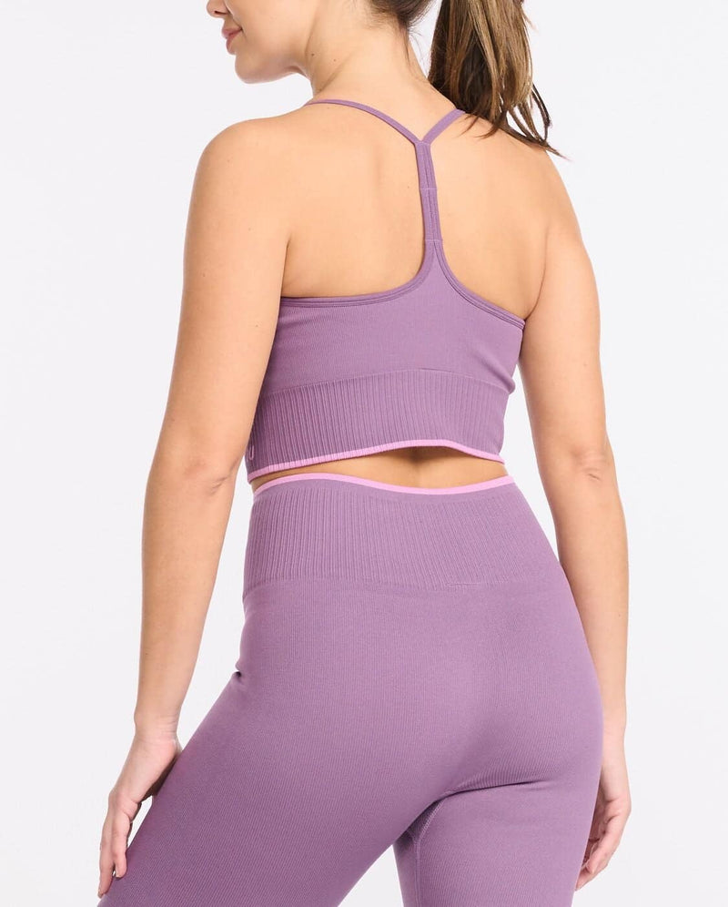 2xu Malaysia Engineered Long Line Crop Orchid Mist Back Angled