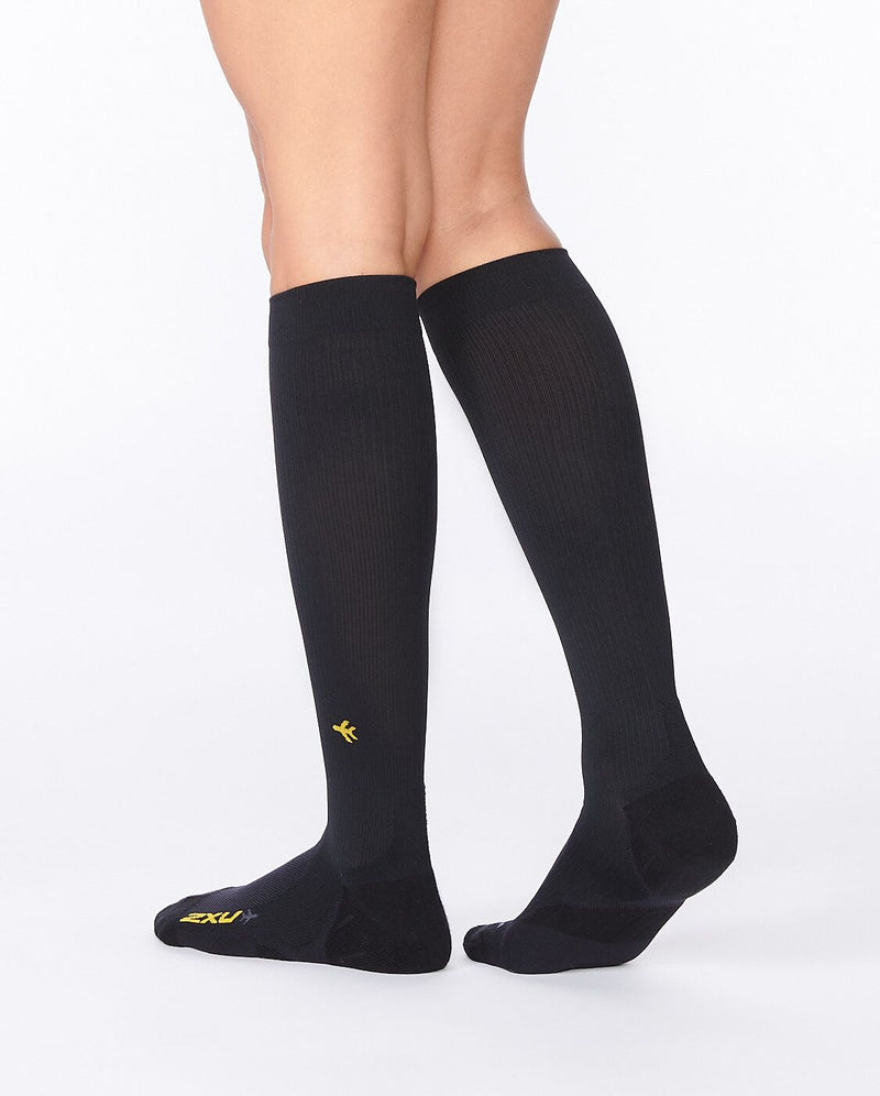 2XU Womens Recovery Compression Socks (Black/Yellow)