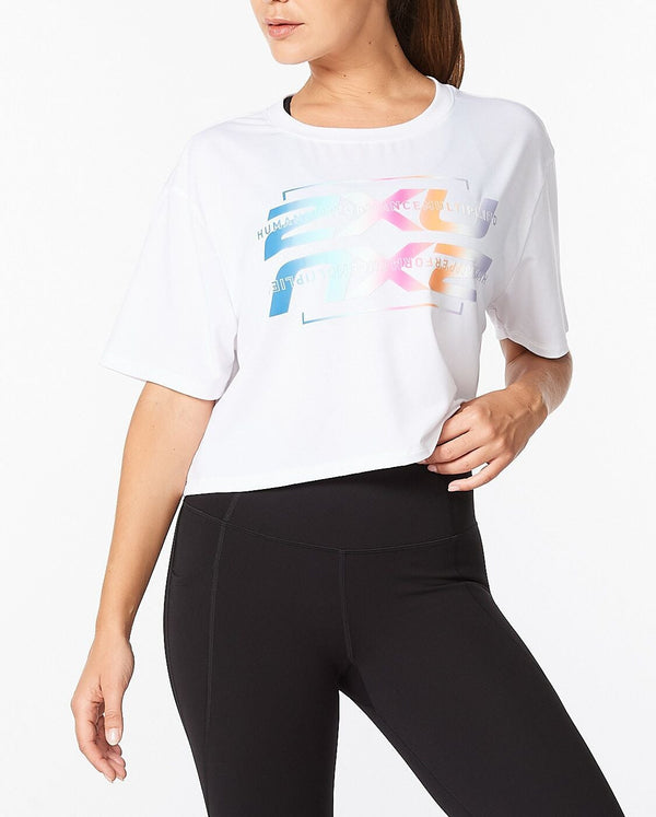2xu Malaysia Form Crop Tshirt White Ombre Front