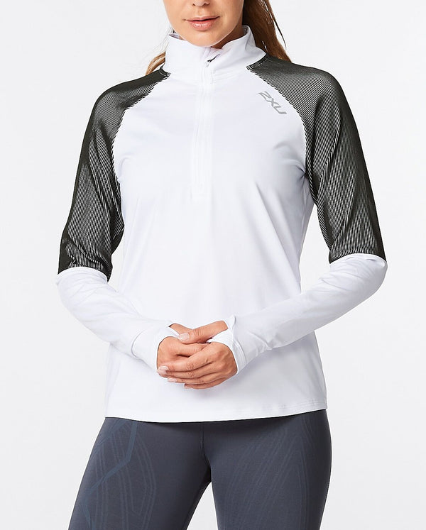 2xu Malaysia Light Speed 1/2 ZIp White Silver Reflective Front