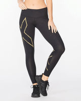 2xu Malaysia Light Speed Mid Rise Compression Tights Black Gold Reflective Front
