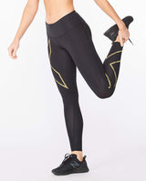 2xu Malaysia Light Speed Mid Rise Compression Tights Black Gold Reflective Left