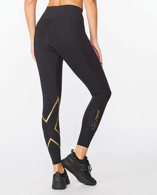 2xu Malaysia Womens Force Mid Rise Compression Tights Black Gold Back