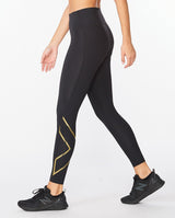 2xu Malaysia Womens Force Mid Rise Compression Tights Black Gold Left