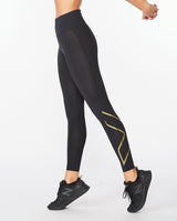 2xu Malaysia Womens Force Mid Rise Compression Tights Black Gold Side