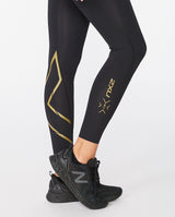 2xu Malaysia Womens Force Mid Rise Compression Tights Black Gold Zoomed Calves